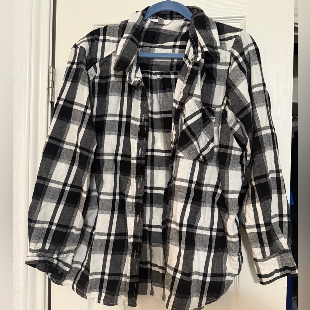 Black and White Plaid Button Down Shirt